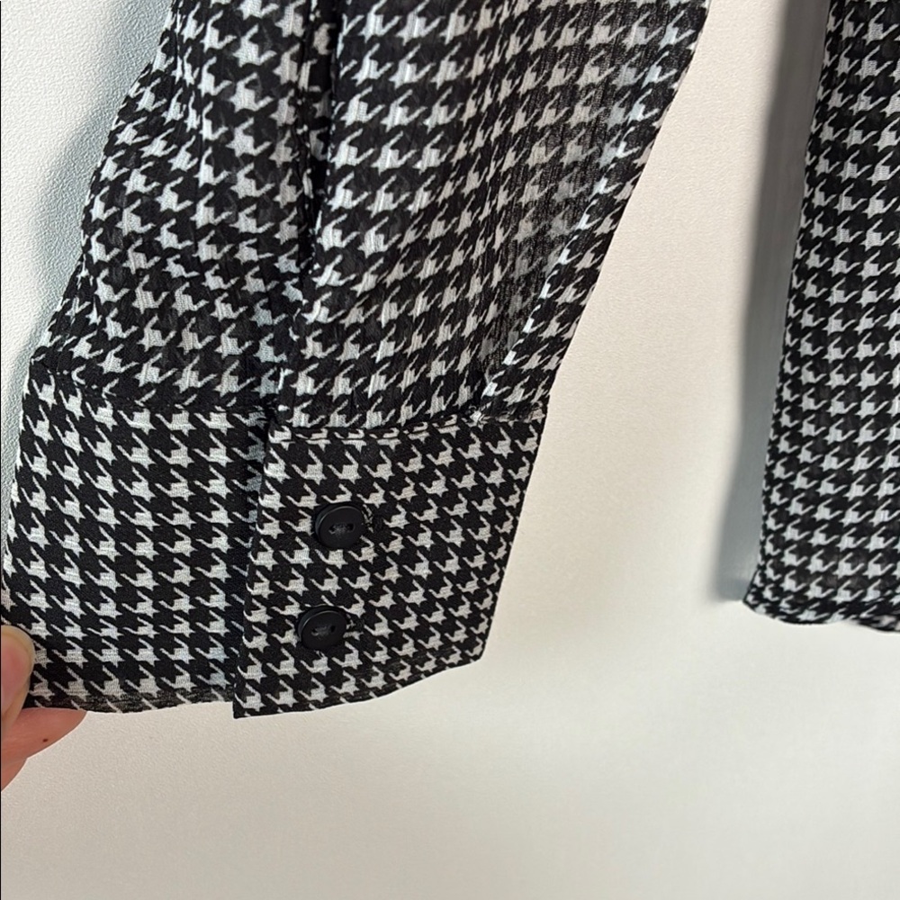 Chic Houndstooth Black and White Women's Button Down Shirt by Love for Humanity - Picture 5 of 9